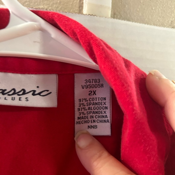 CLASSIC BLUES RED DENIM SHACKET BUTTON POCKETS 2X vintage - Picture 5 of 8